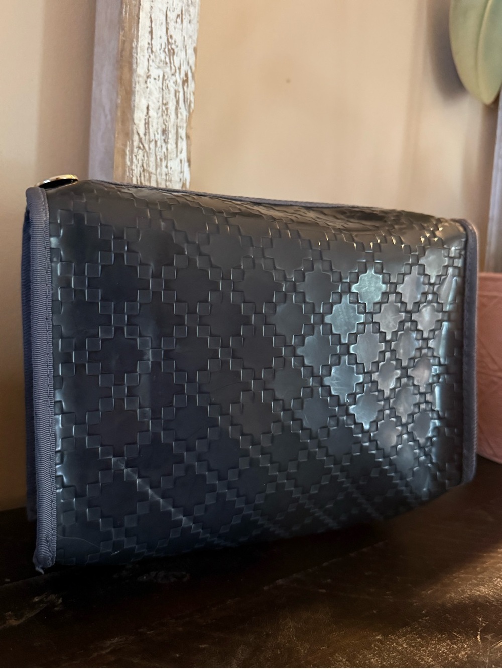 Gucci Navy Embossed Travel Toiletry Bag
